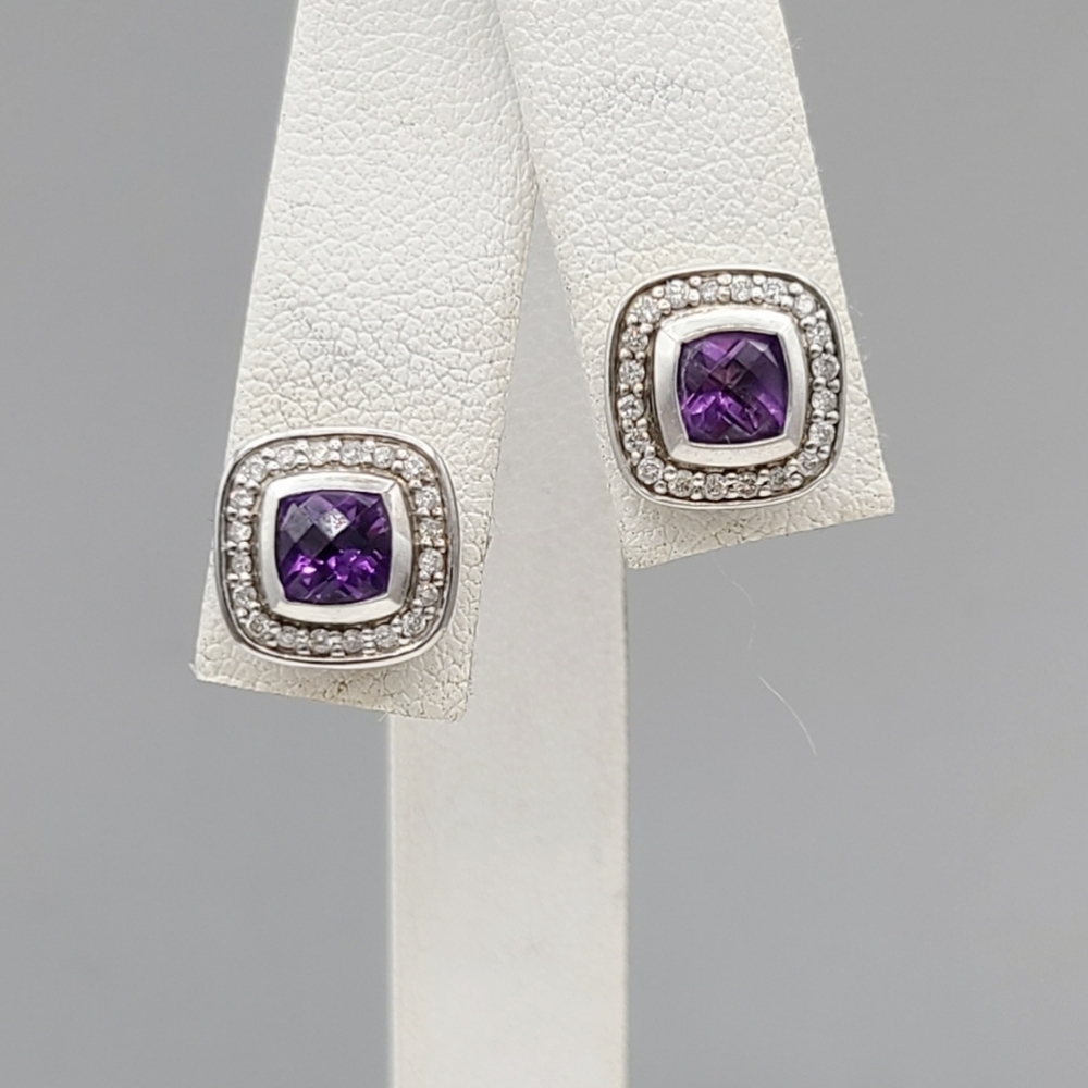 David Yurman Albion Petite Stud Earrings With Amethyst And Diamonds